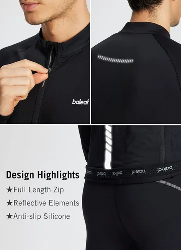 Vista 5 de BALEAF Camiseta de ciclismo de manga larga para hombre para ciclismo de carretera para bicicleta de montaña bolsillos con cremallera completa UPF50