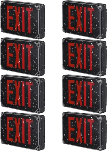 Vista 8 de LEONLITE Señal de salida LED roja, luz de salida de ubicación húmeda con batería de respaldo, certificación UL, iluminación de emergencia cableada