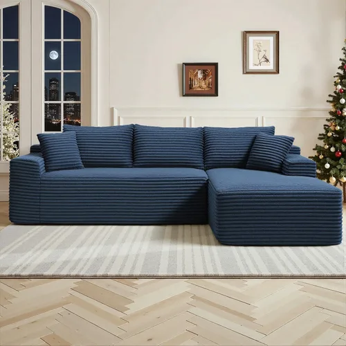 Vista 23 de Cloud Sofá modular moderno de 108 pulgadas con asiento profundo, sofás de pana sin hueso con diván en forma de L para sala de estar, no requiere