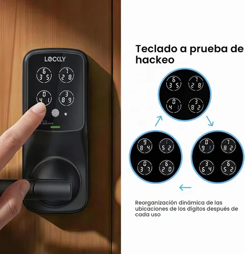 Vista 3 de Lockly Secure Pro Wi-Fi Smart Lock con mango Keypad Keyless Entry Door Lock with Fingerprint,App Remote Control, Works with Alexa and Google, Auto