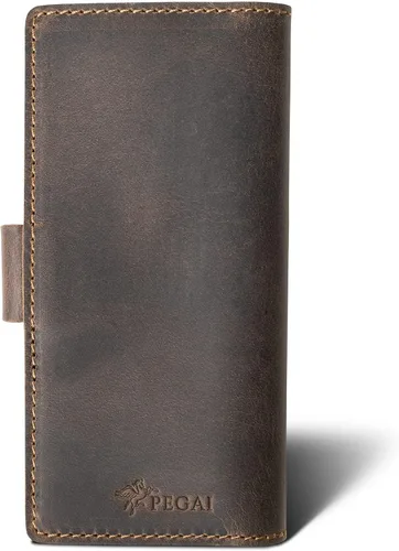Vista 13 de PEGAI Handmade Minimalist Design Checkbook Cover 100% Distressed Full Grain Horse Leather Checkbook Wallet Business Checkbook Binder Clark