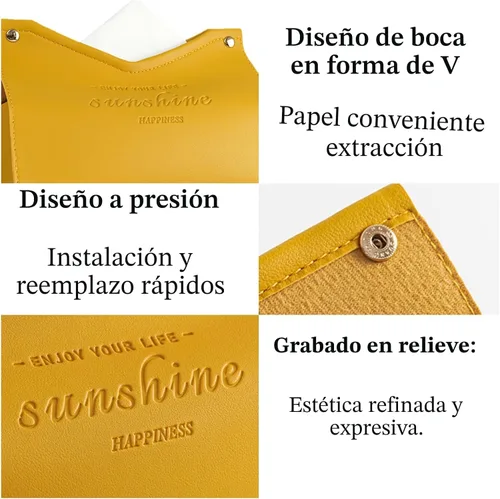 Vista 4 de cubierta de caja de pañuelos de cuero de poliuretano rectangular para coche, sala de estar, dormitorio, cocina, hogar, oficina, escritorio, lindo
