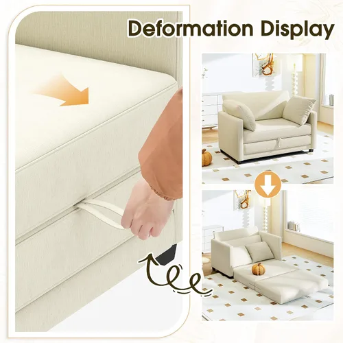 Vista 4 de Myroyalsit - Sofá cama convertible de 51 pulgadas, sofá cama plegable 2 en 1, sofá biplaza para espacios pequeños, con 2 cojines, para apartamento