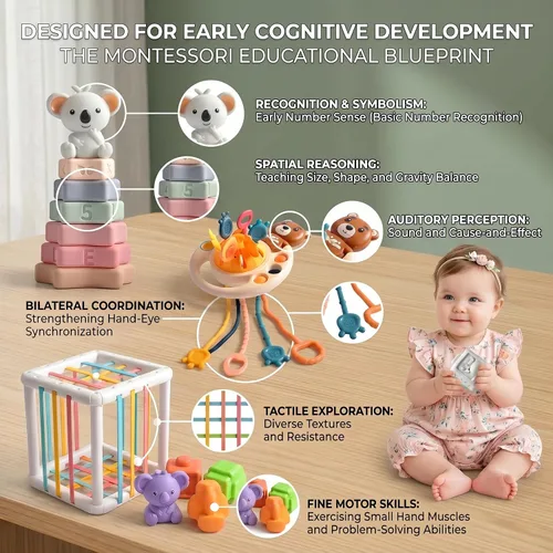 Vista 5 de Juguete de actividad: actividades sensoriales para niños pequeños y niños, juguetes para bebés de 6 a 18 meses, juguetes Montessori para bebés de 1