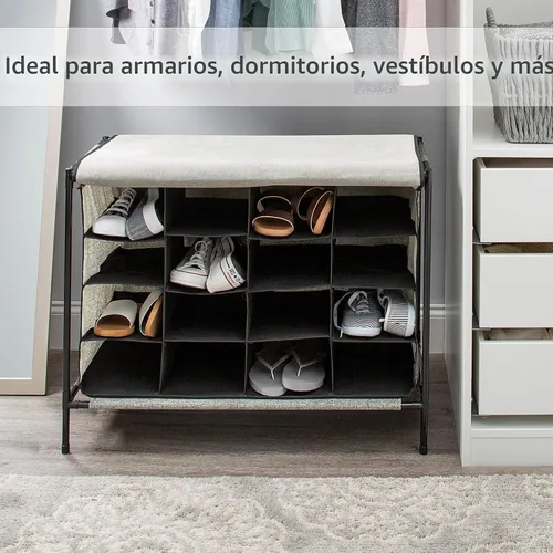 Vista 7 de Simplify Cubby de zapatos, 16 compartimentos, gris (23200-GREY)