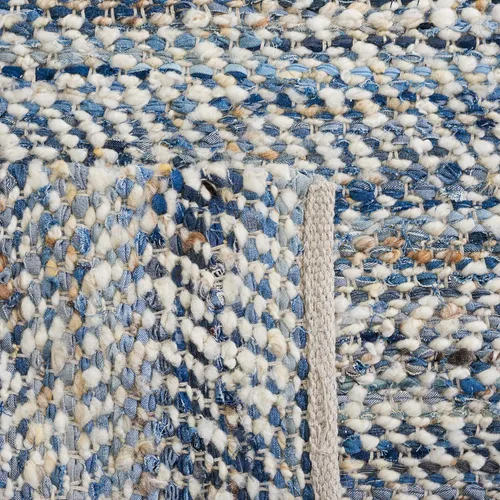 Vista 7 de SAFAVIEH Natura Collection - Alfombra de pasillo, 2 pies 3 pulgadas x 7 pies, azul y marfil, lana y algodón, ideal para dormitorio, vestíbulo