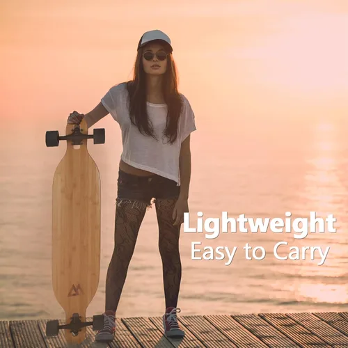 Vista 6 de Magneto Longboards Bamboo Longboards for Cruising, Carving, Free-Style, Downhill and Dancing (Bamboo Drop & Fiberglass Through Longboard)