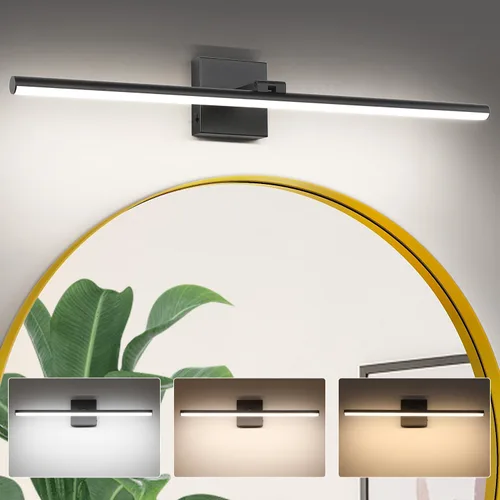Vista 15 de Lámpara LED para tocador de baño, moderna lámpara de baño sobre el espejo (blanco frío 6000 K), barra de luz de tocador con ángulo ajustable, 24