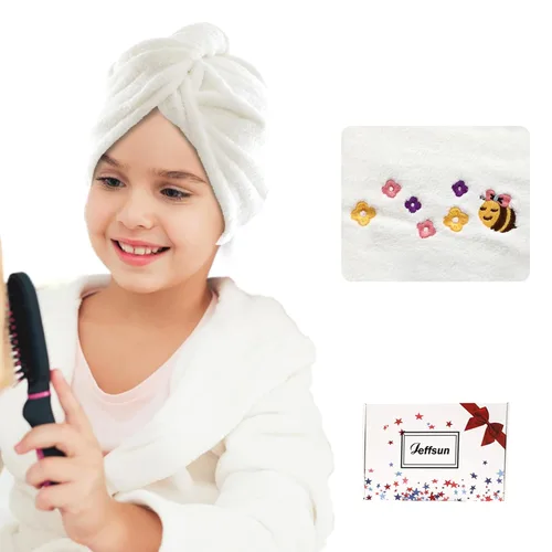 Vista 11 de Rellenos de calcetines para niñas, toalla de secado de pelo de microfibra con envoltura, toalla de pelo extra gruesa de 2 capas súper absorbente