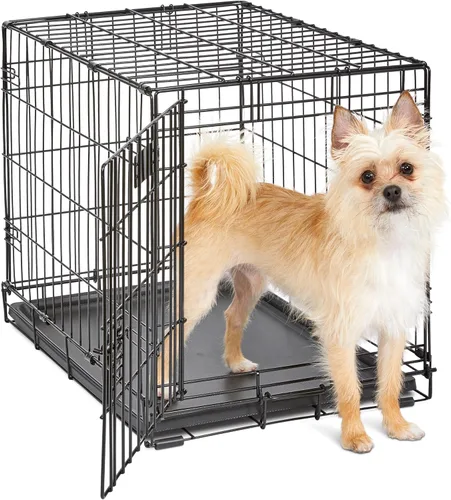 Vista 23 de MidWest Homes for Pets - Canil para perros iCrate de una y dos puertas mejoradas, incluye bandeja a prueba de fugas, patas protectores de suelos