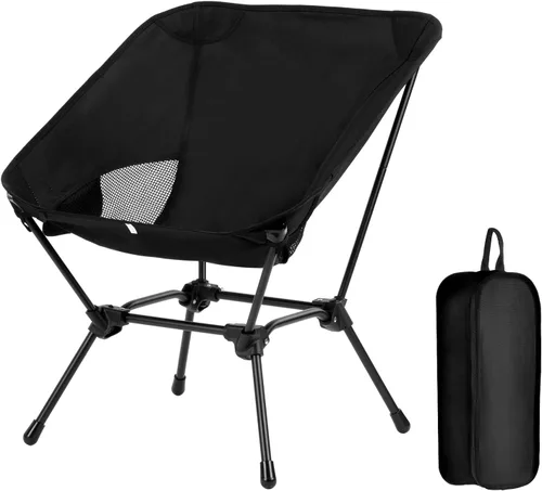 Vista 8 de Silla de camping plegable de respaldo alto con almohada, silla portátil ligera para adultos, ajuste de altura 2 en 1, reclinación profunda