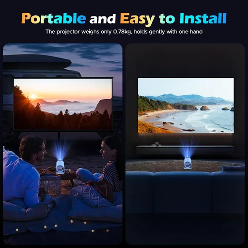 Vista 6 de Mini proyector con WiFi y Bluetooth, nativo 1080P, Keystone automático
