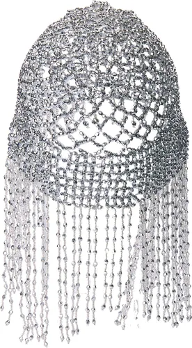 Vista 2 de HMS Accesorio de disfraz de diadema con cuentas plateadas, plateado