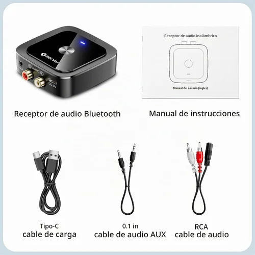 Vista 7 de SONRU Receptor Bluetooth 6.0, adaptador Bluetooth para receptor antiguo, baja latencia, duración de la batería de 24 horas con AUX 0.138 in/RCA Negro