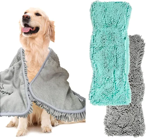 Vista 17 de Patas Lague Toalla absorbente para perros de secado grande, 35 x 15 pulgadas, toalla de baño de microfibra extra grande de secado rápido