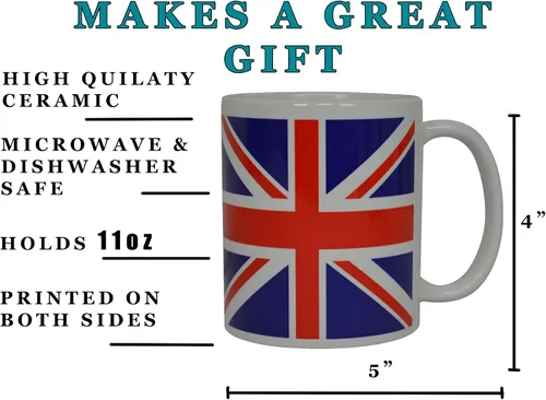 Vista 3 de Rogue River Tactical La mejor taza de café de la bandera británica del Reino Unido, gran idea de regalo para hombres y mujeres, Reino Unido, blanco