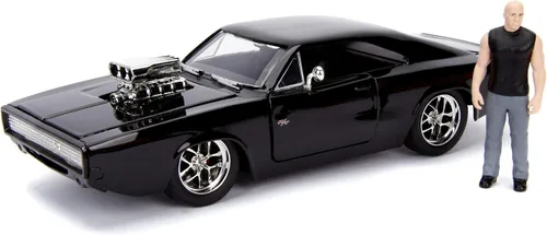Vista 2 de Jada Toys 253203016 Fast & Furious Dom's 1970 Dodge Charger R/T, Build+Collect, modelo de ajuste de coche, escala 1:24, incluye figura de Dominic