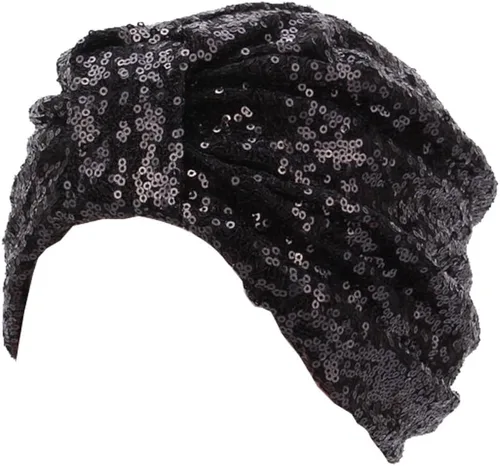 Vista 6 de Turbante Decou S232. Turbante plisado con lentejuelas brillantes para el cabello