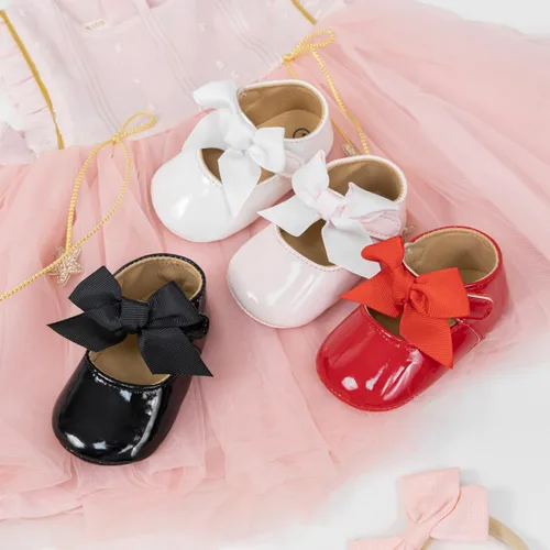Vista 3 de Miamooi Zapatos de vestir de boda para bebés y niñas, zapatos de ballet con lazo de princesa Mary Jane, zapatos planos para primeros pasos, zapatos