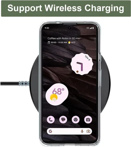 Vista 7 de Unov Funda para Pixel 7a, transparente con diseño, ajuste delgado, buen agarre, funda de teléfono en relieve, cubierta protectora a prueba