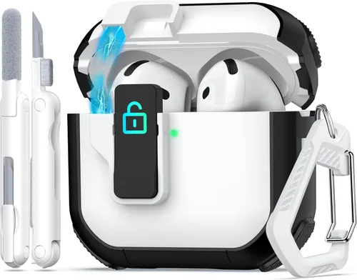 Vista 13 de Funda para AirPods de 4ª Generación, Diseño Transparente con Tapa Emergente Automática, Incluye Herramienta de Limpieza, Duradera y Resistente a