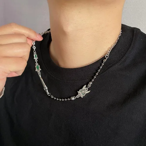 Vista 7 de rongji jewelry Genshin Vision Gargantilla Hot Ins - Gargantilla de cadena de acero de titanio, estilo punk hip hop, baile callejero, para hombres