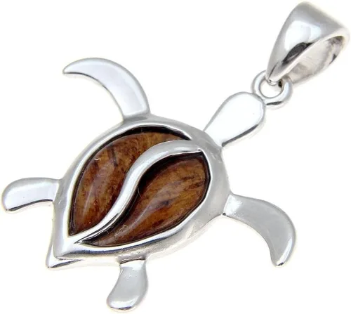 Vista 2 de Arthur's Jewelry Colgante de tortuga marina honu de madera de koa hawaiana genuina de 0.945 in de plata de ley 925, Madera, No es una piedra preciosa