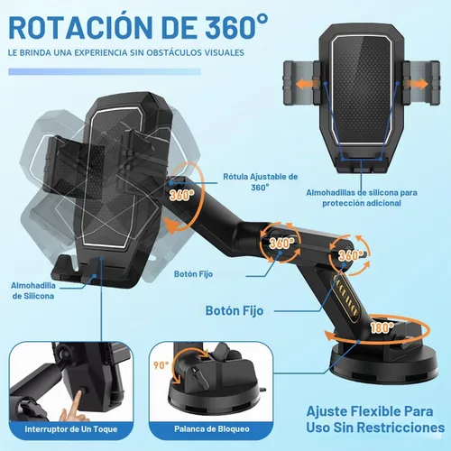 Vista 7 de WUITIN Soporte de teléfono para camión, soporte para teléfono de automóvil, soporte para parabrisas de salpicadero de teléfono de 16.9 pulgadas
