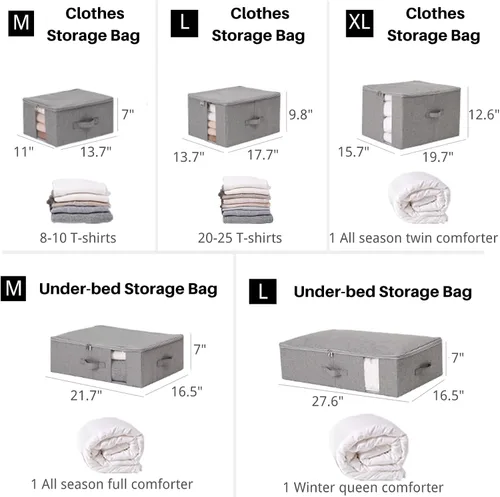 Vista 6 de Almacenamiento debajo de la cama con ventana transparente/tela resistente 600D, bolsas de almacenamiento debajo de la cama para ropa, ropa, manta