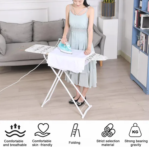 Vista 7 de Tabla de planchar de tamaño completo, tabla de planchar con soporte de plancha, tablas de planchar pequeñas de altura ajustable para espacios