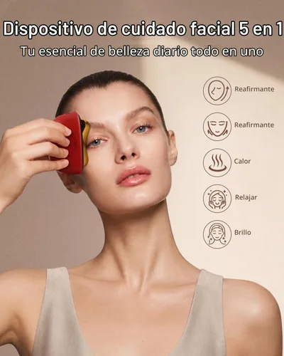 Vista 5 de Zdeer Nuevo GS5 PRO Masajeador facial eléctrico Gua Sha con luz roja y Rojo