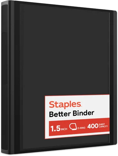 Vista 38 de Carpeta con anillos en forma de "D" de 1 pulgada para mejor visualización Staples, Negro