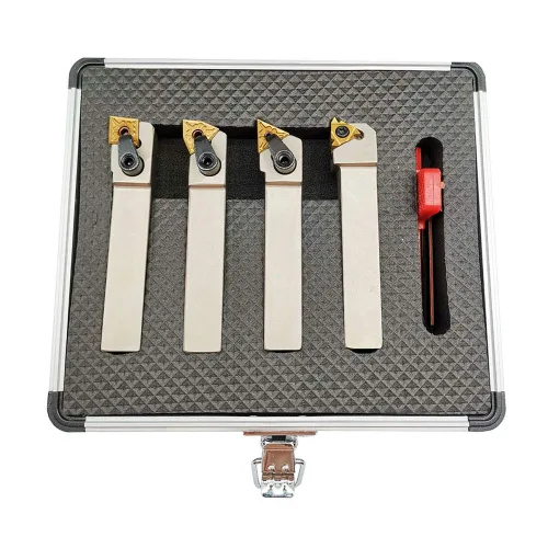 Vista 2 de Torno CNC de 5/8 pulgadas portaherramientas de torneado indexable con niquelado, juego de brocas de torno de metal resistente CNC con insertos