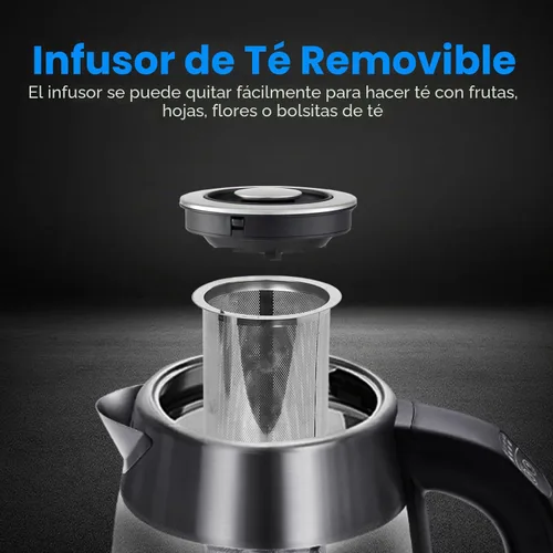 Vista 5 de Aigostar Hervidor Eléctrico, Tetera con Control de Temperatura e Infusor de Té, Hervidor de Agua Caliente de 1500W con Temperatura Variable, Función