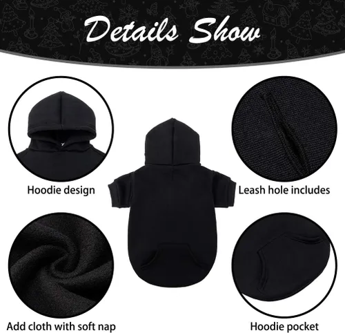 Vista 4 de KOOLTAIL Sudadera básica con capucha para perro, suave y cálida, con agujero para correa y con bolsillo, abrigo de invierno para perros, ropa