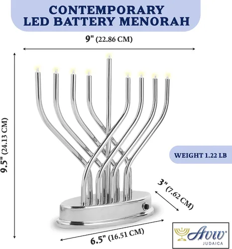 Vista 3 de Menorá contemporáneo de metal LED Chapado en cromo
