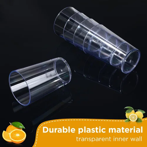 Vista 3 de Meanplan Paquete de 12 vasos de plástico reutilizables para bebidas de grado restaurante, 8 onzas, vasos de plástico irrompibles y apilables, vasos