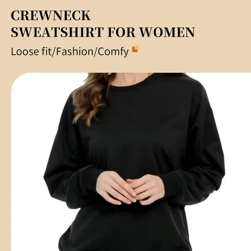 Vista 6 de CAMNOW Sudadera de gran tamaño con cuello redondo para mujer, ajuste holgado, sin capucha