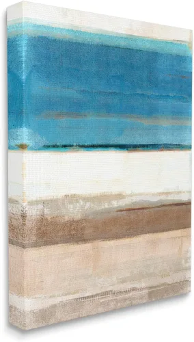 Vista 2 de Stupell Industries Lienzo decorativo para pared con diseño de abstracción azul y bronceado de Flora Kouta Stupell Industries 16 x 20 Inches