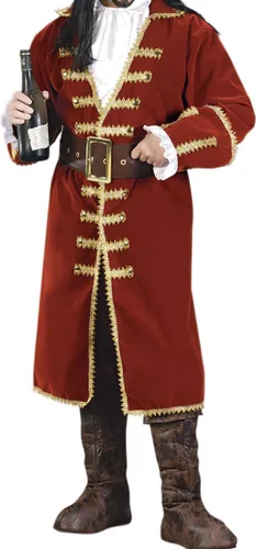 Vista 2 de Fun World Disfraz de Capitán Corazón Negro para hombre, rojo, STD. Hasta 6 pies200 libras., Rojo