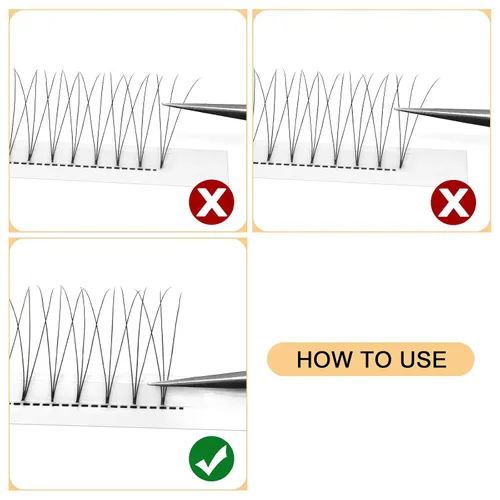 Vista 4 de QUEWEL Extensiones de Pestañas Prehechas en Ventilador, Extensiones de Pestañas Prehechas 3D de 0.07mm de Grosor, Rizado C, 8mm de Volumen