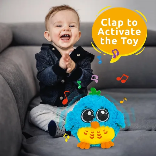Vista 2 de KiddoLab Juguetes para bebés de 6 a 12 meses en adelante, pájaro bailarín y cantante "Mr. Blue", juguete musical activado por sonido y tacto