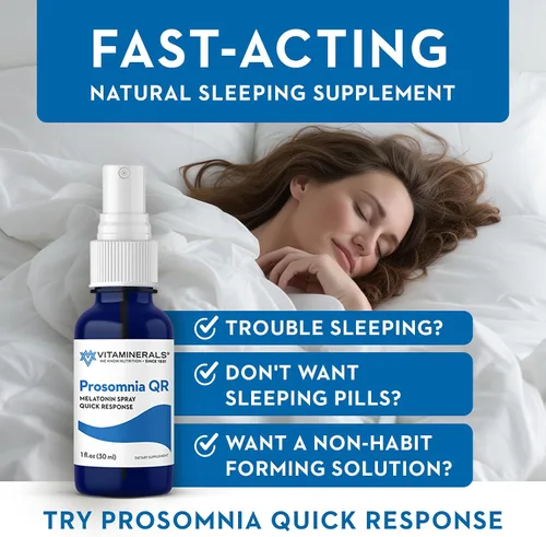 Vista 2 de Vitaminerals 133 Prosomnia QR, spray natural de melatonina para dormir, 1 onza