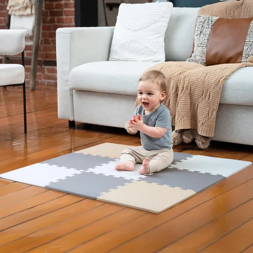 Vista 10 de MioTetto Alfombra de Juego para Bebés, Cómoda Alfombra para Tiempo de Barriga – Azulejos de Espuma Portátiles para Piso, Alfombra de bebé segura