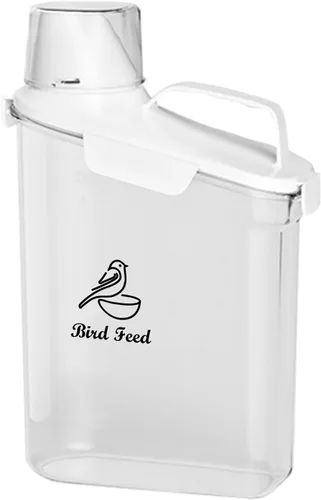Vista 8 de Contenedor de almacenamiento de semillas de pájaros, portátil, contenedor transparente de comida para mascotas de 3 cuartos de galón, con taza Verde