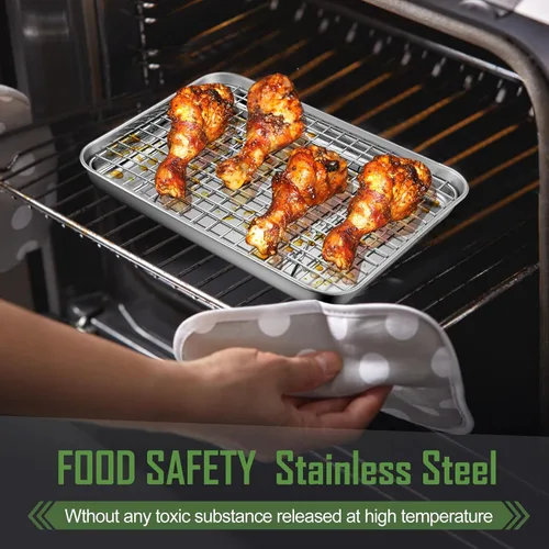 Vista 6 de Joyfair - Bandeja para hornear de 9 pulgadas con estante de enfriamiento, bandejas para horno tostador de acero inoxidable con rejillas de rejilla