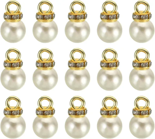 Vista 11 de PATIKIL 100 cuentas de perlas de perlas de imitación con diamantes de imitación DIY para hacer joyas, pulseras y aretes Plateado blanco