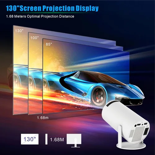 Vista 8 de HY300 PRO - Mini proyector 4K con WiFi y Bluetooth, proyector portátil 4K 1080P, proyector inteligente con Android 11.0 WiFi6 BT5.0 Corrección