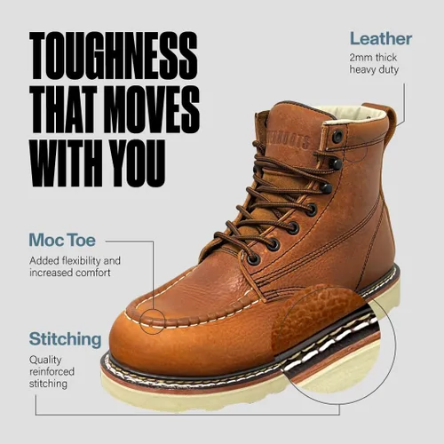 Vista 3 de EVER BOOTS Botas de trabajo con puntera tipo mocasín para hombre de construcción cuña ligera