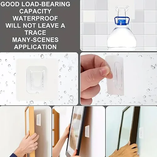 Vista 6 de Ganchos de pared adhesivos transparentes de doble cara, ganchos de pared adhesivos transparentes de doble cara, autoadhesivos sin uñas, sin daños